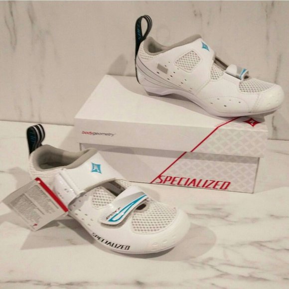 NWB Specialized Trivent Triathlon Cycling Shoes White Aqua 6.5 - Picture 13 of 14